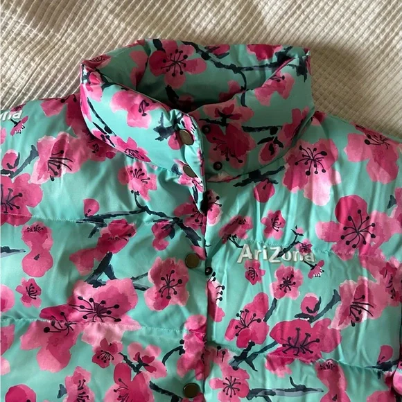 Arizona Green Tea floral Puffer Jacket / Coat - Picture 6 of 13